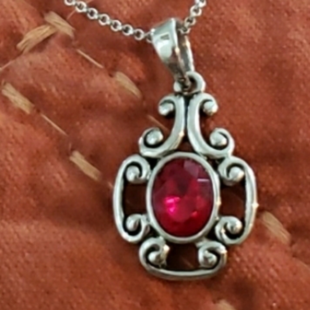 Lia Sophia Silver And Ruby Fashion Necklace